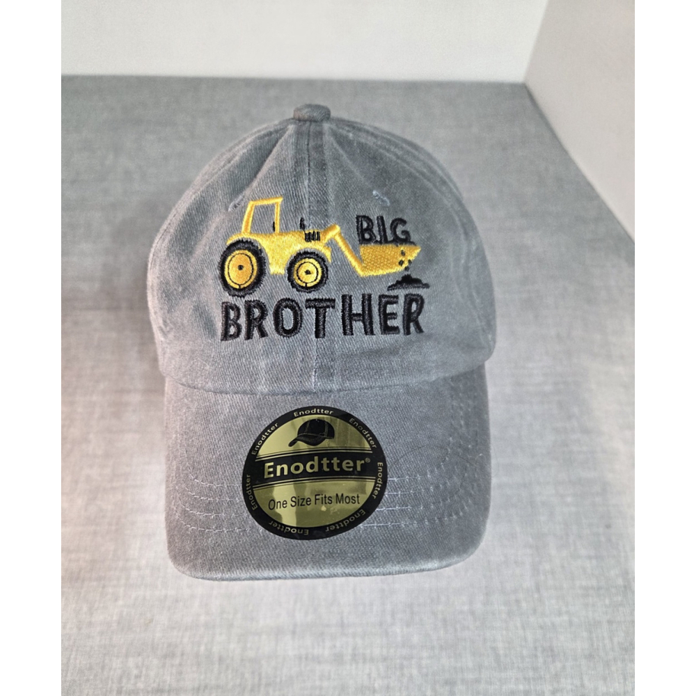 Enodtter Baseball Hats for Boy Adjustable Grey Embroidered Big Brother Tractor